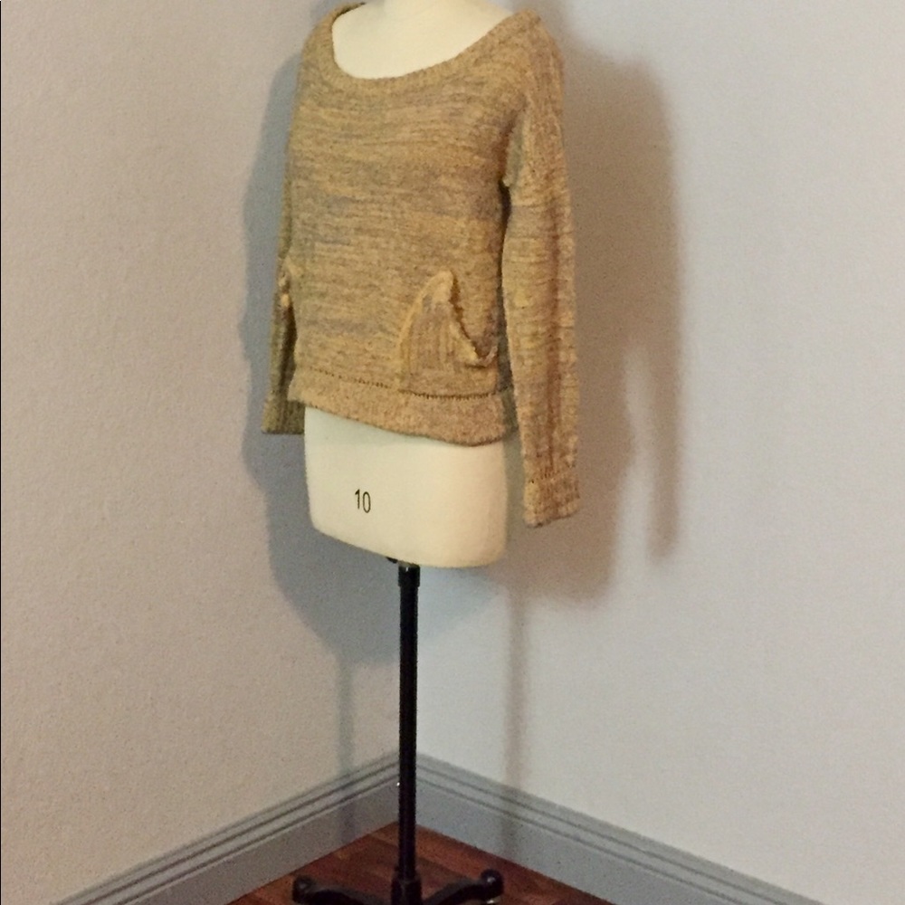 Free People Large Yellow Marbled Off Shoulder Crop